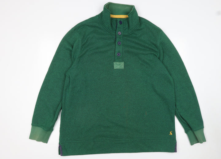 Joules Mens Green Henley Sweatshirt 2XL Button High Neck Knit
