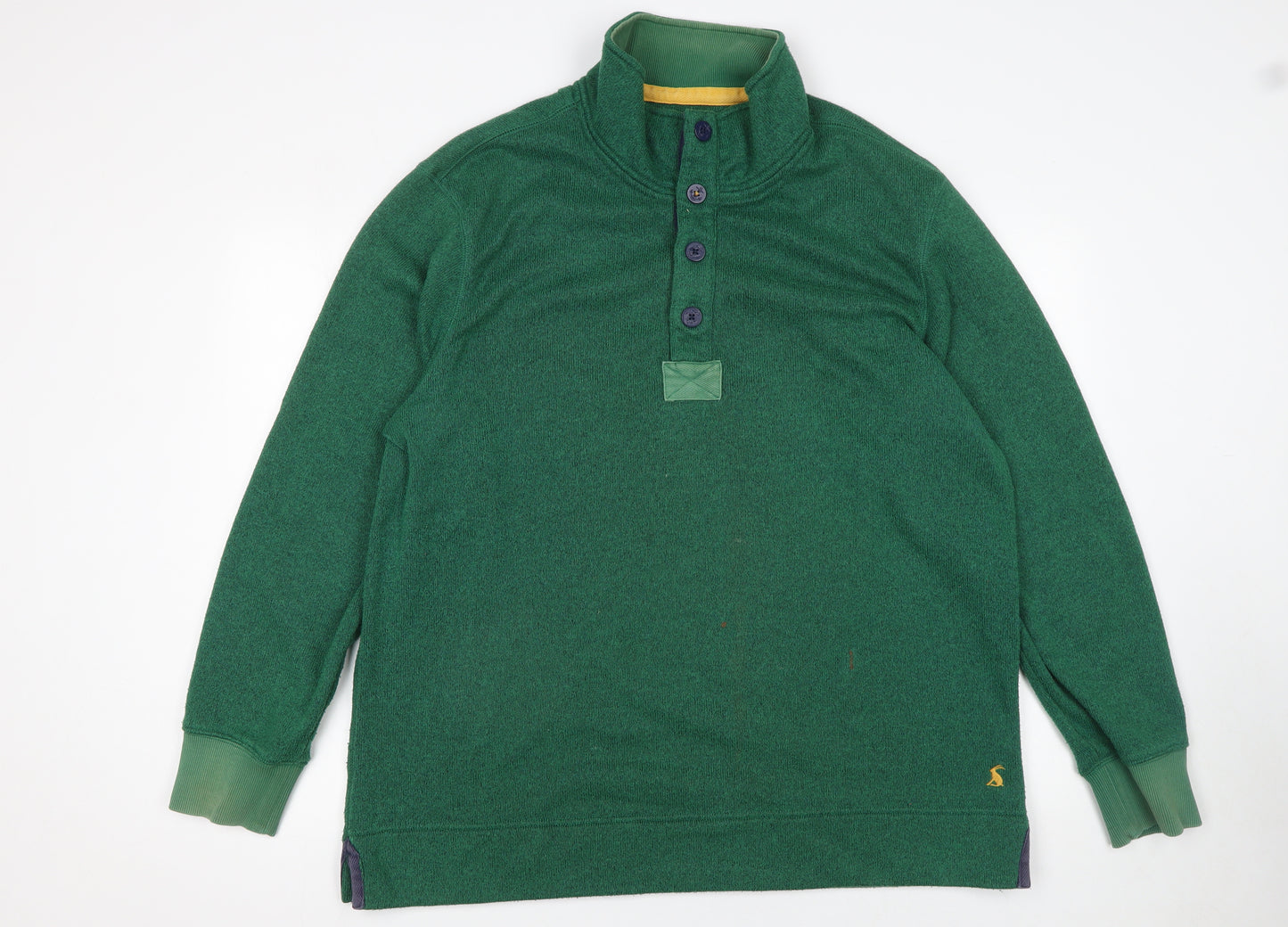 Joules Mens Green Henley Sweatshirt 2XL Button High Neck Knit