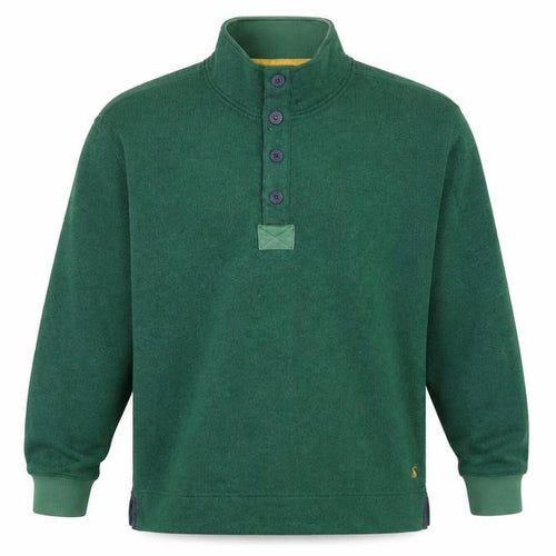 Joules Mens Green Henley Sweatshirt 2XL Button High Neck Knit