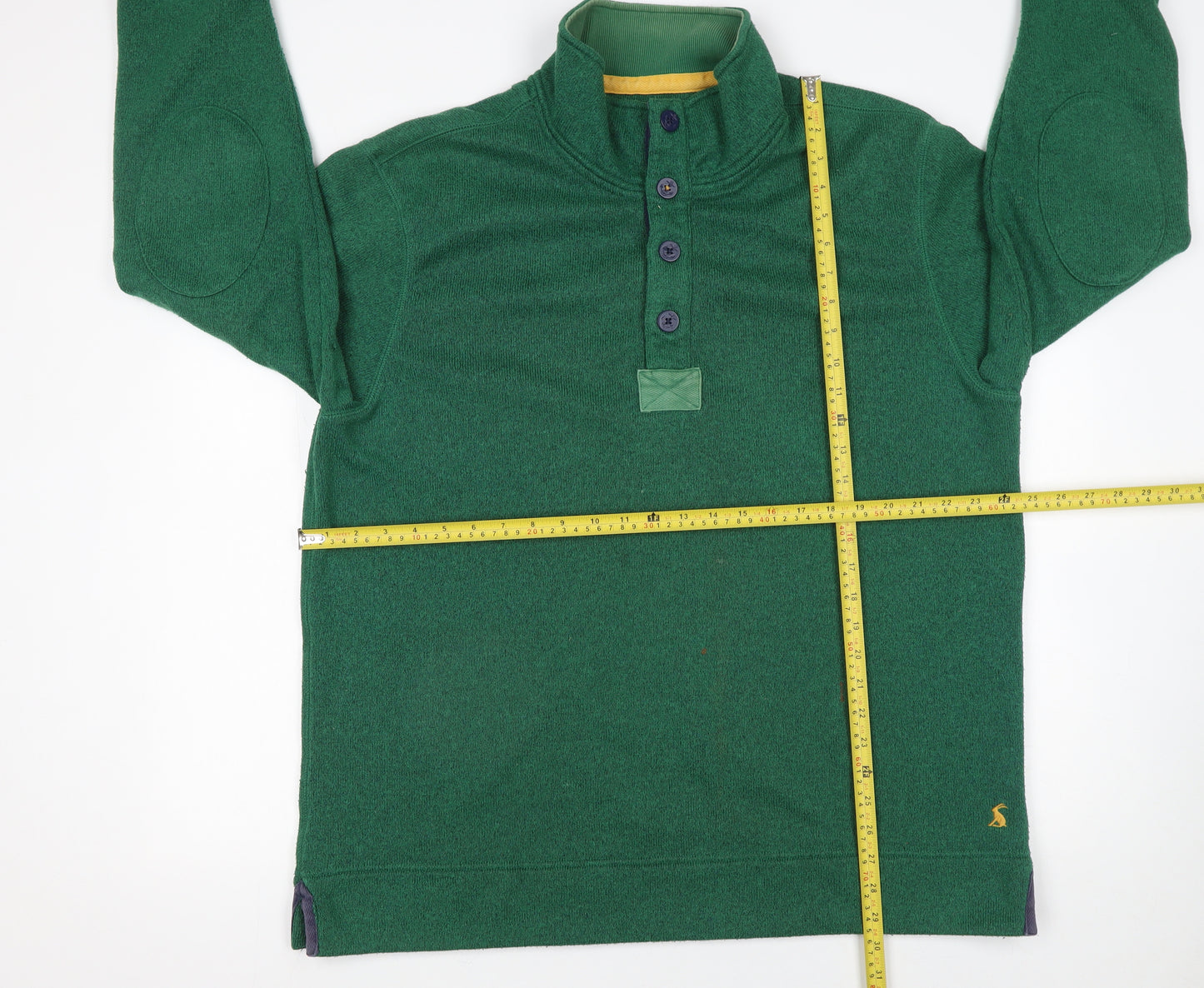Joules Mens Green Henley Sweatshirt 2XL Button High Neck Knit