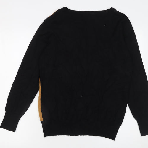 Klass Womens Black Gold Beaded Pullover Jumper Size L Crew Neck