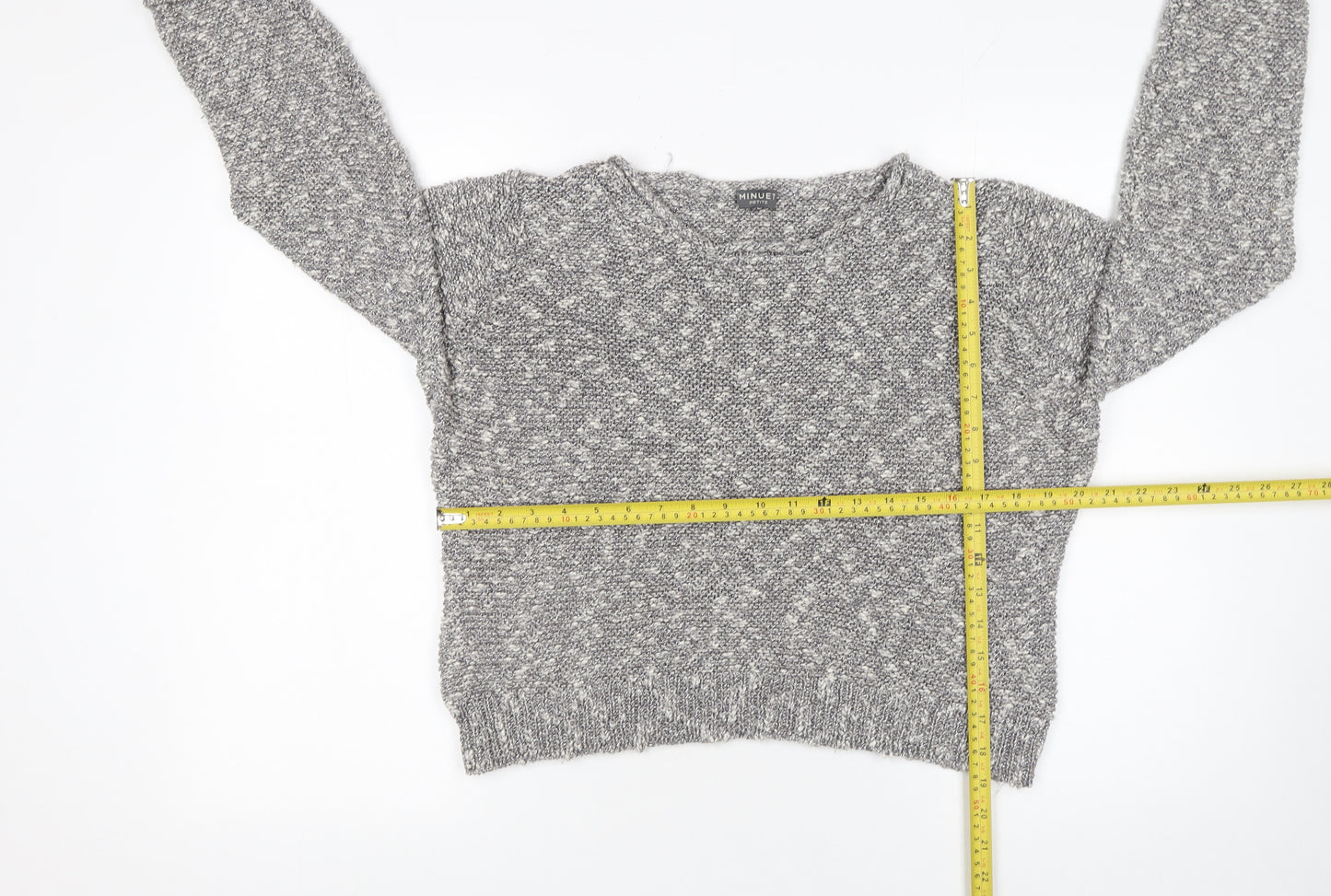 Minuet Petite Women’s Grey Chunky Knit Pullover Jumper Size L