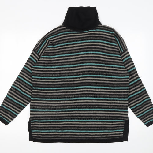Planet Womens Black Striped Roll Neck Wool Blend Jumper Size M