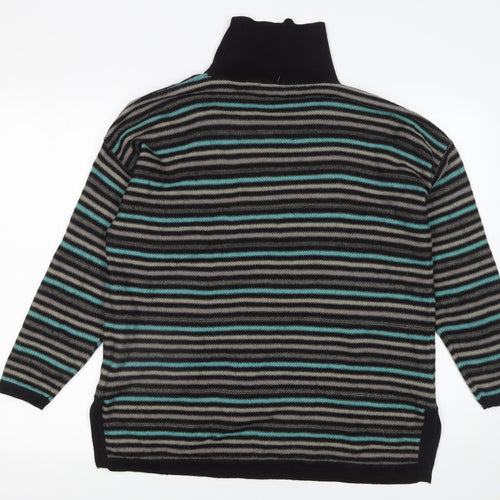 Planet Womens Black Striped Roll Neck Wool Blend Jumper Size M