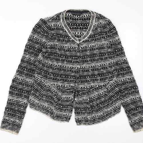 Dorothy Perkins Women’s Black Fair Isle Knit Cardigan Size 14