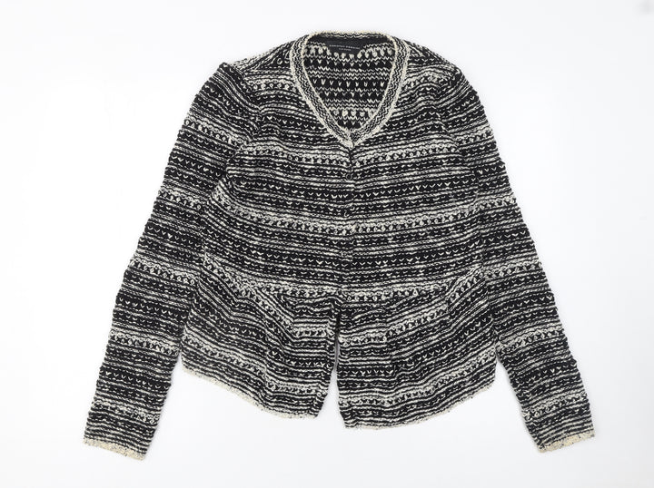 Dorothy Perkins Women’s Black Fair Isle Knit Cardigan Size 14