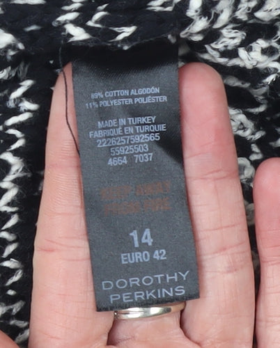 Dorothy Perkins Women’s Black Fair Isle Knit Cardigan Size 14