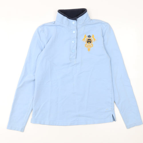Equestrian Women's Light Blue Henley Hoodie Sweatshirt Size 8-10