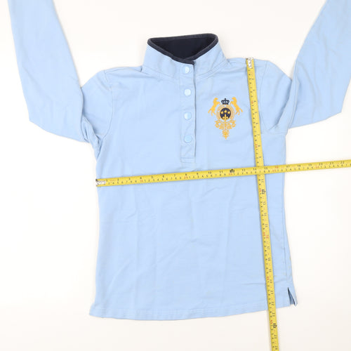 Equestrian Women's Light Blue Henley Hoodie Sweatshirt Size 8-10