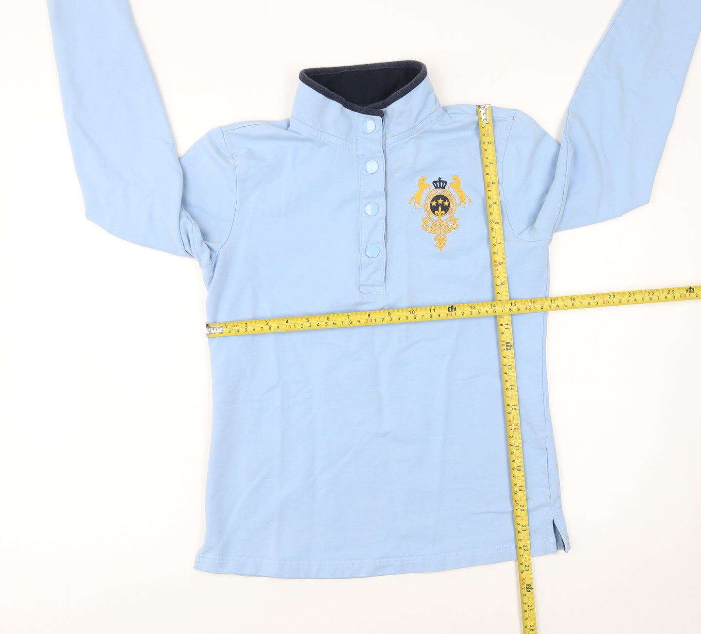 Equestrian Women's Light Blue Henley Hoodie Sweatshirt Size 8-10