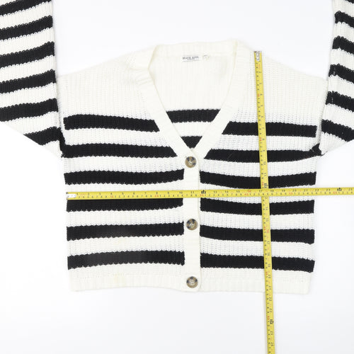 Brave Soul Women’s Black & White Striped Knit Cardigan Size L
