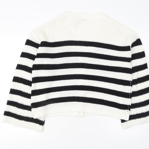 Brave Soul Women’s Black & White Striped Knit Cardigan Size L