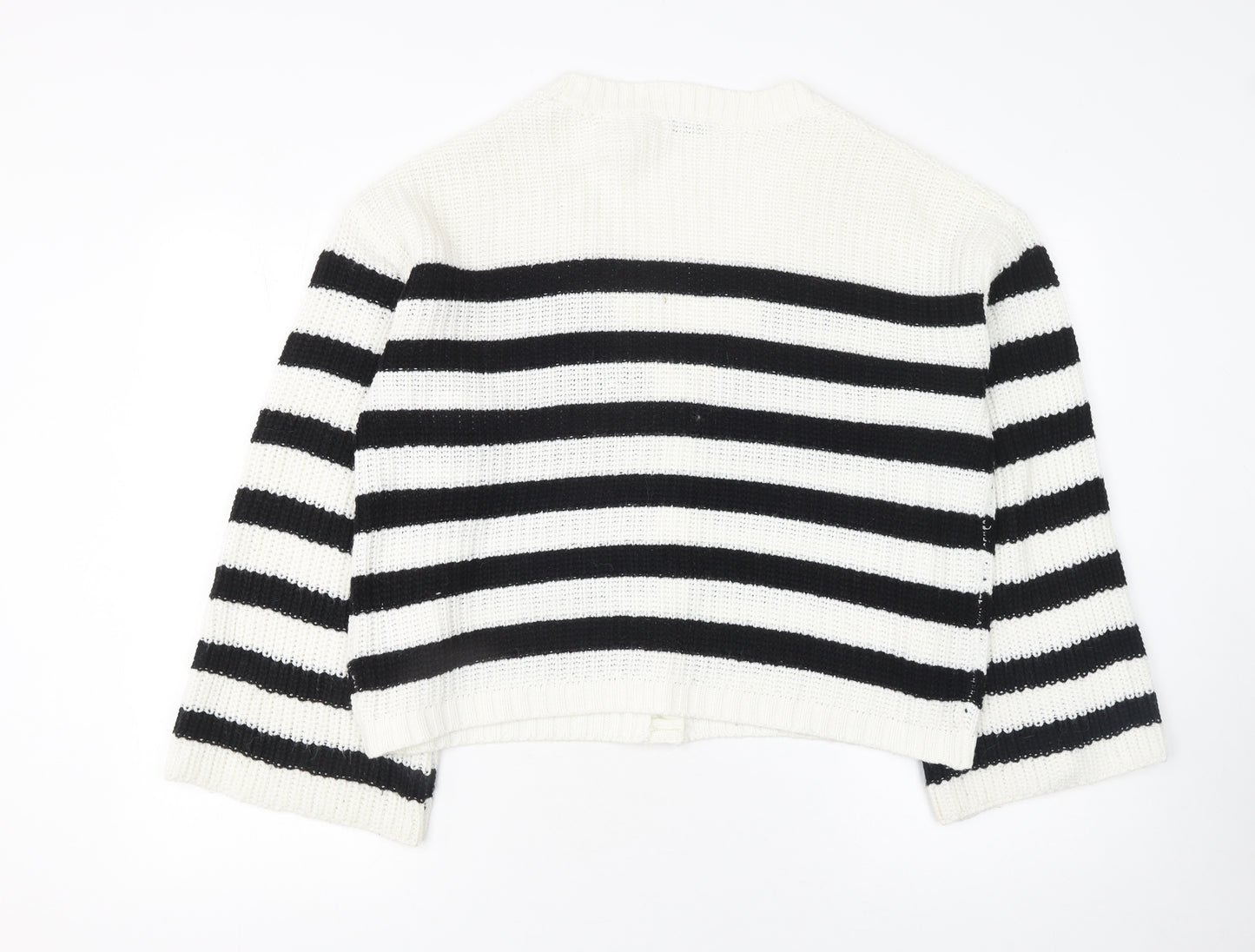 Brave Soul Women’s Black & White Striped Knit Cardigan Size L