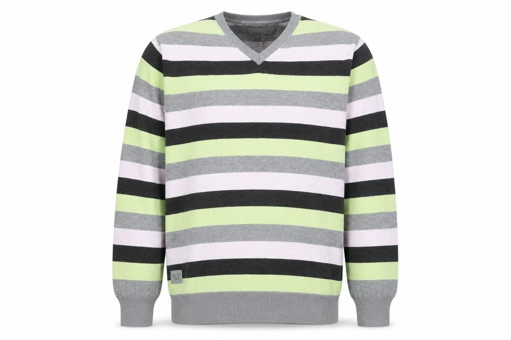 Debenhams Men's Multicoloured Stripe Cotton V-Neck Jumper Medium