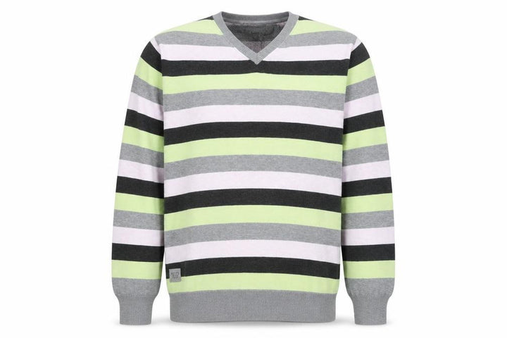 Debenhams Men's Multicoloured Stripe Cotton V-Neck Jumper Medium