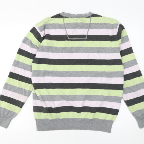 Debenhams Men's Multicoloured Stripe Cotton V-Neck Jumper Medium