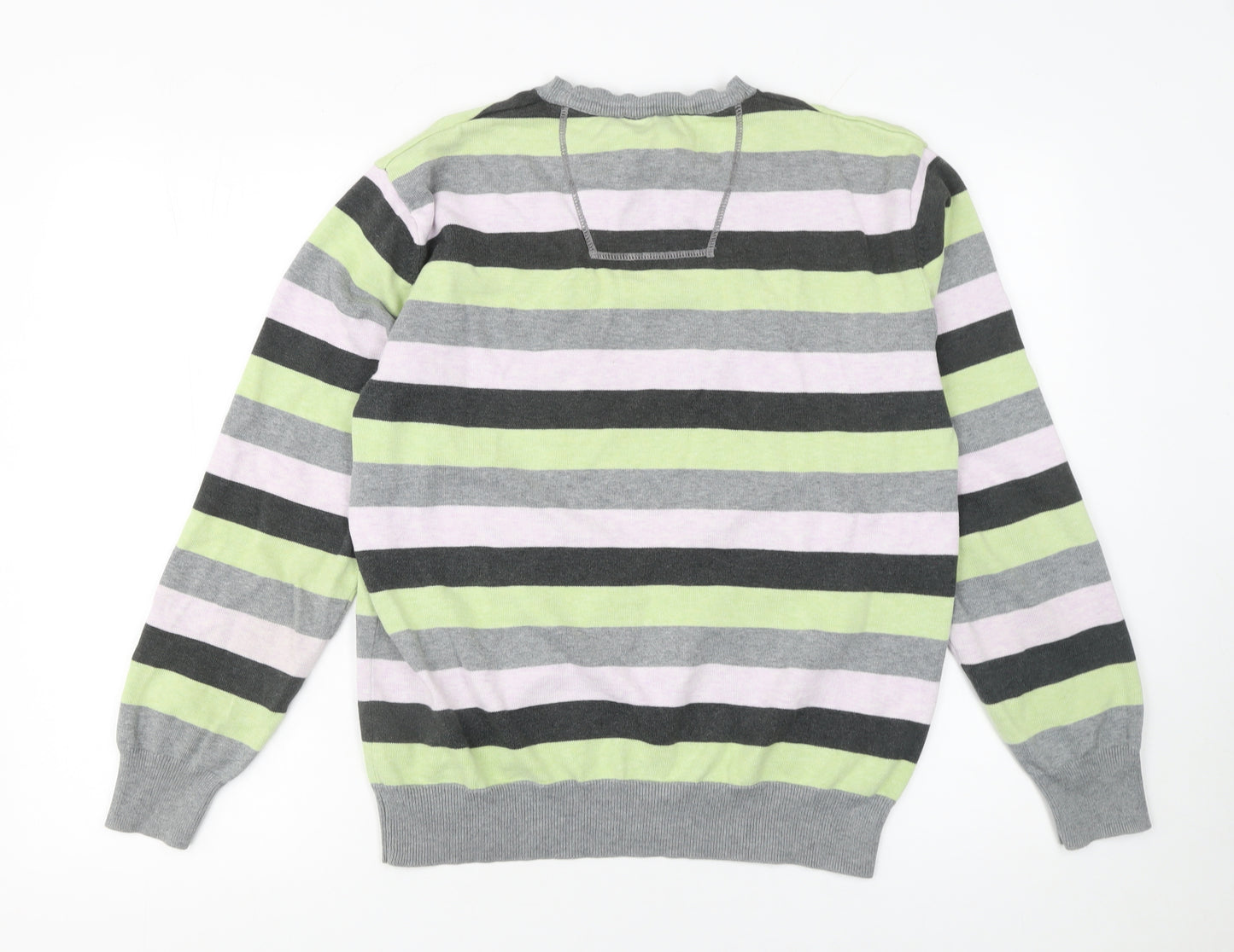 Debenhams Men's Multicoloured Stripe Cotton V-Neck Jumper Medium