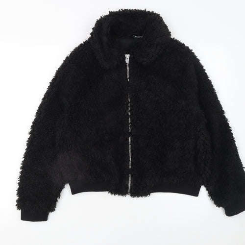 H&M Divided Women’s Black Faux Shearling Bomber Jacket Size M