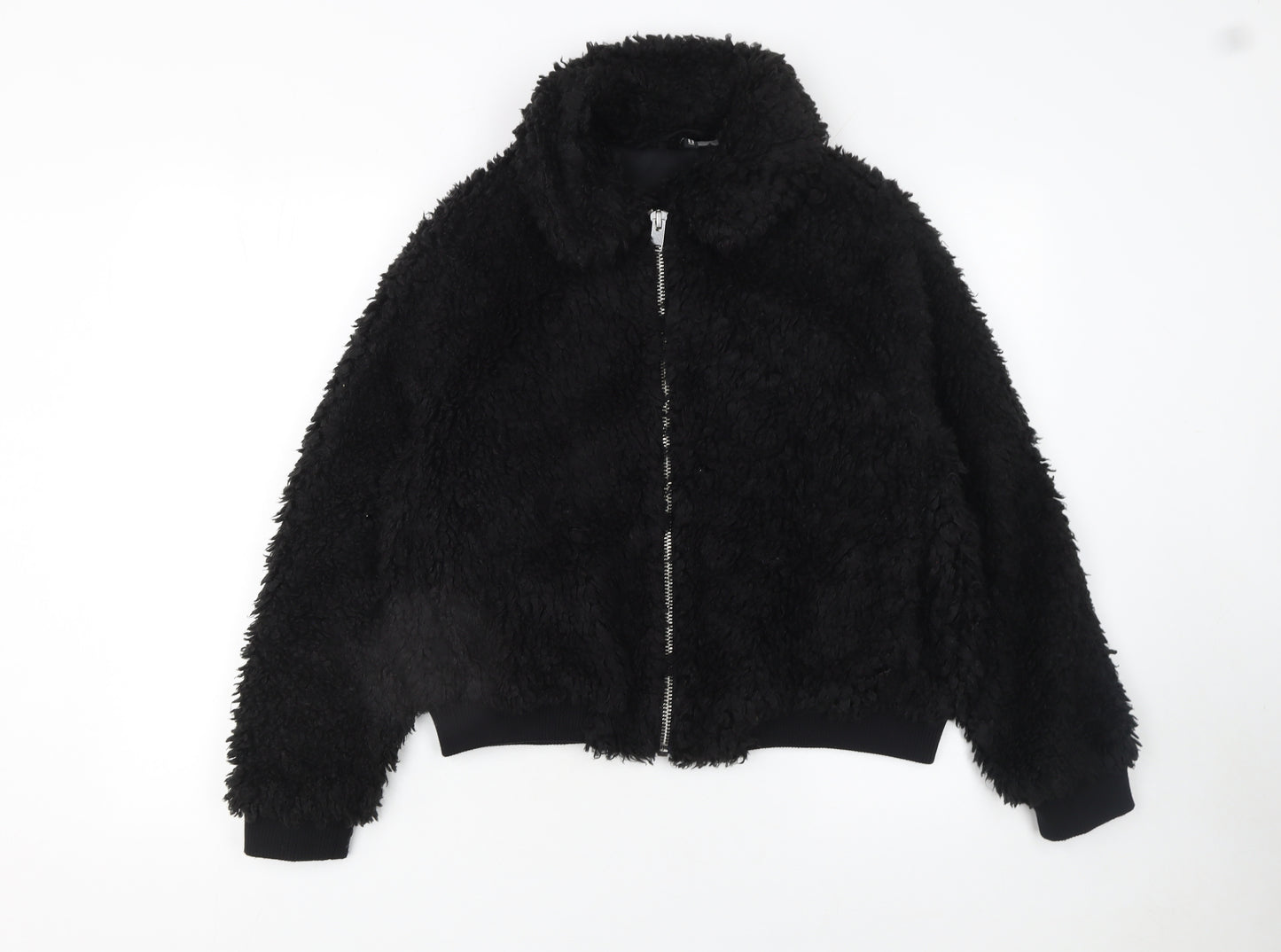H&M Divided Women’s Black Faux Shearling Bomber Jacket Size M
