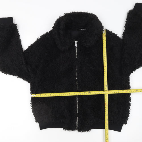 H&M Divided Women’s Black Faux Shearling Bomber Jacket Size M