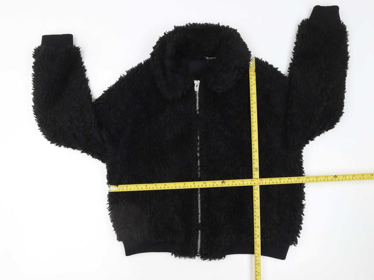 H&M Divided Women’s Black Faux Shearling Bomber Jacket Size M
