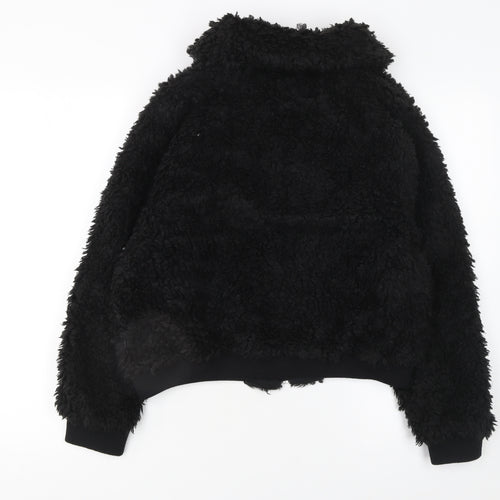 H&M Divided Women’s Black Faux Shearling Bomber Jacket Size M