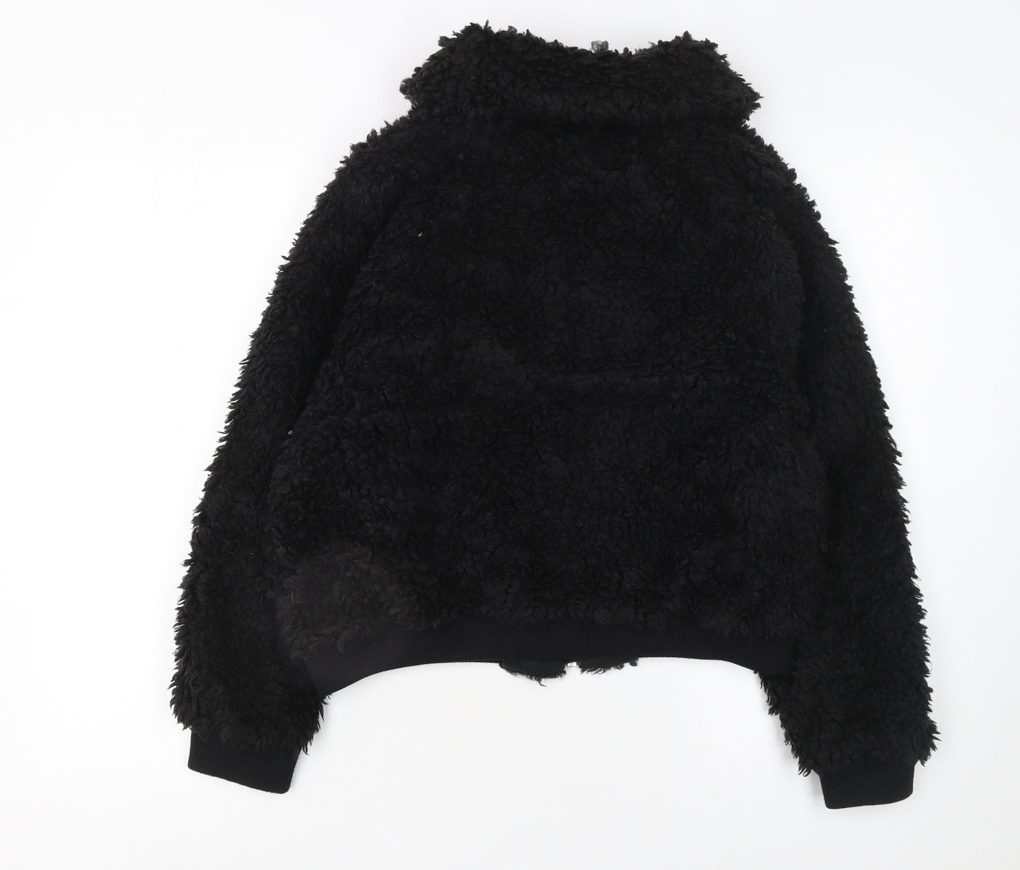 H&M Divided Women’s Black Faux Shearling Bomber Jacket Size M