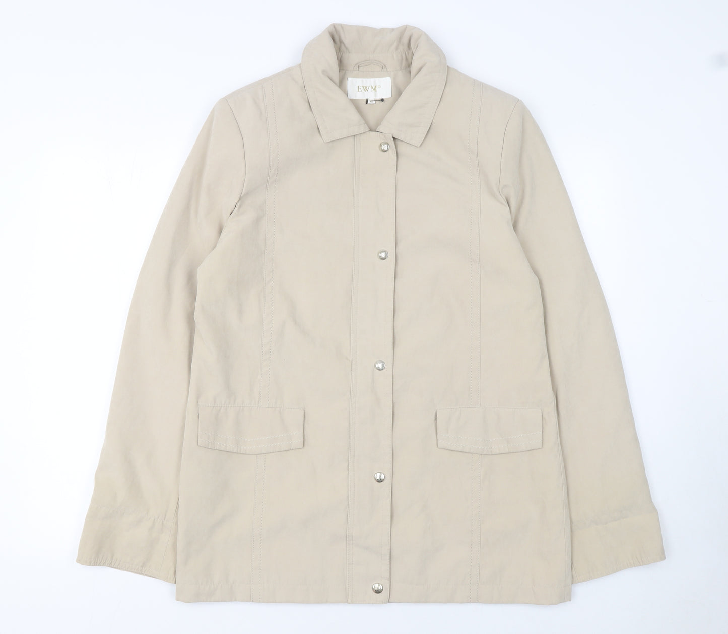 EWM Women’s Beige Mid-Length Casual Jacket Size 12 Polyester Blend