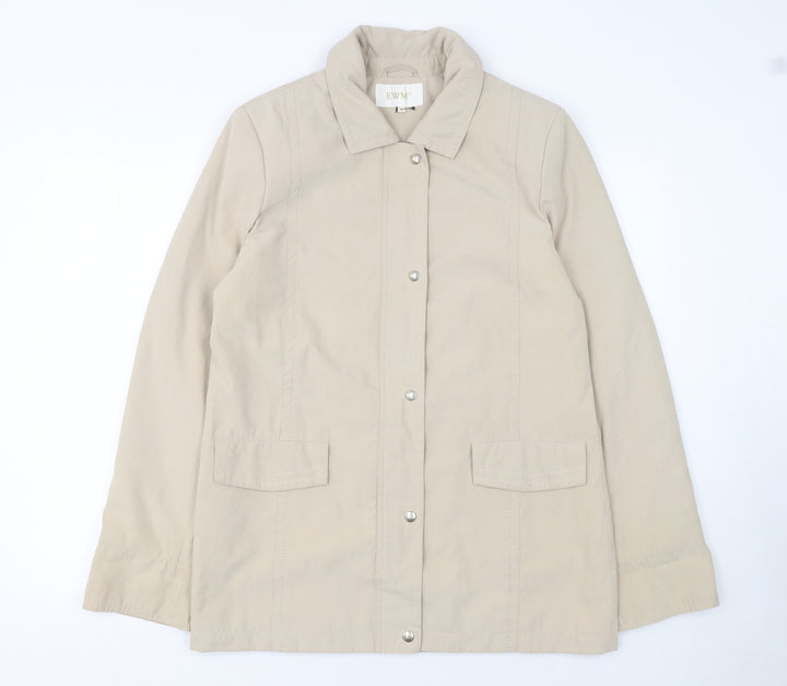 EWM Women’s Beige Mid-Length Casual Jacket Size 12 Polyester Blend