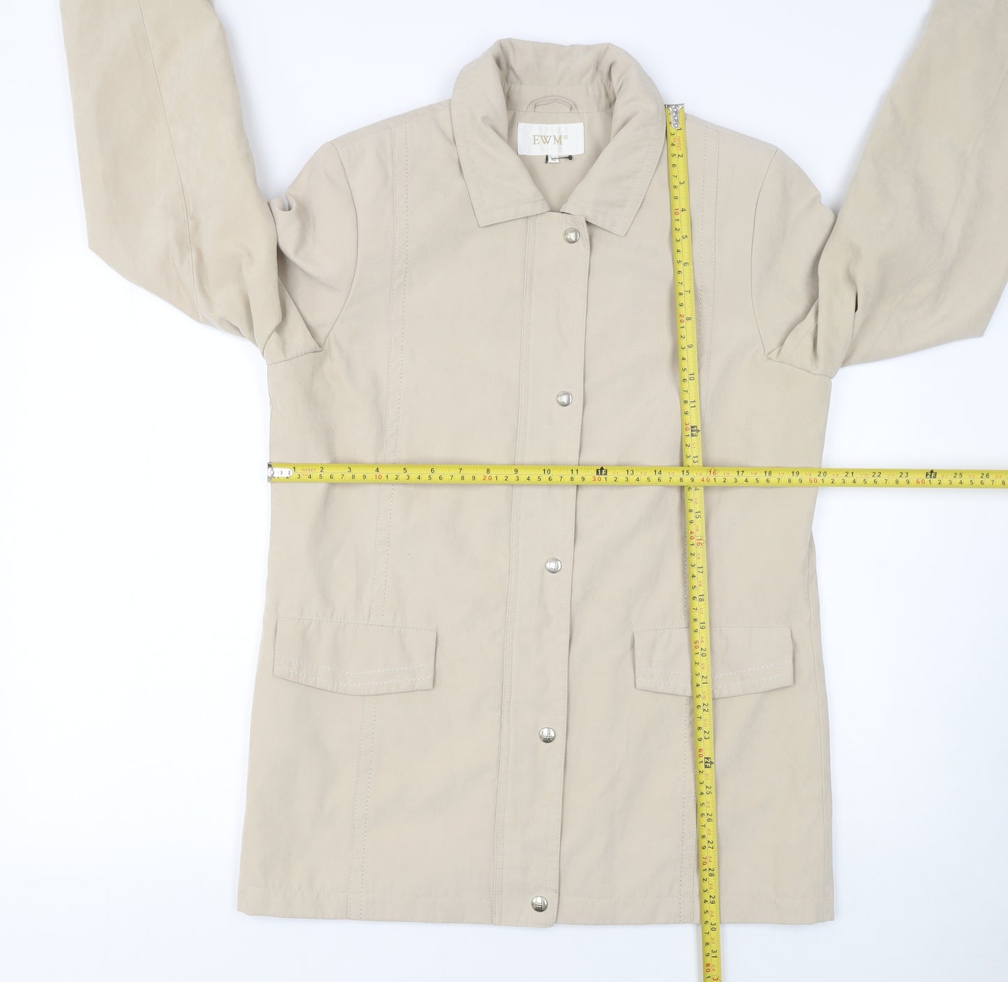 EWM Women’s Beige Mid-Length Casual Jacket Size 12 Polyester Blend