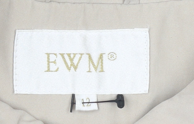 EWM Women’s Beige Mid-Length Casual Jacket Size 12 Polyester Blend