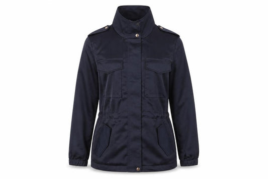 Front view of Next Women’s Blue Military Style Mid-Length Jacket, size UK 10