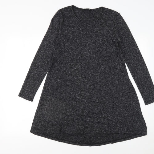 Stradivarius Women Grey Long Sleeve Knit Shift Dress Size S