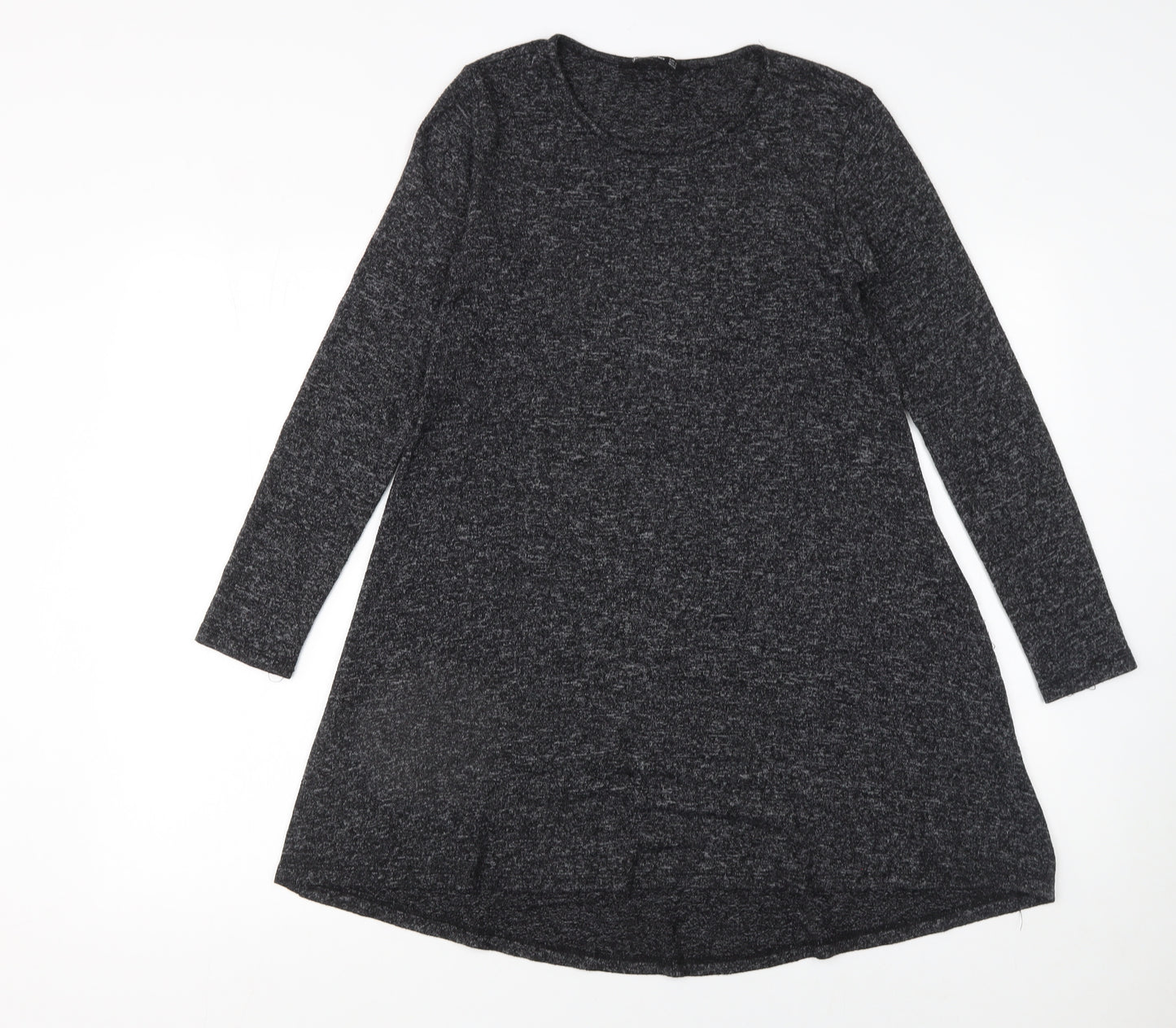 Stradivarius Women Grey Long Sleeve Knit Shift Dress Size S