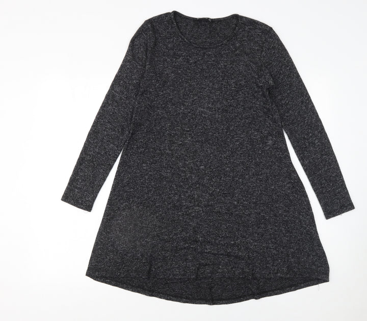 Stradivarius Women Grey Long Sleeve Knit Shift Dress Size S