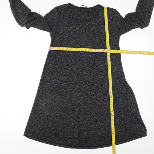Stradivarius Women Grey Long Sleeve Knit Shift Dress Size S