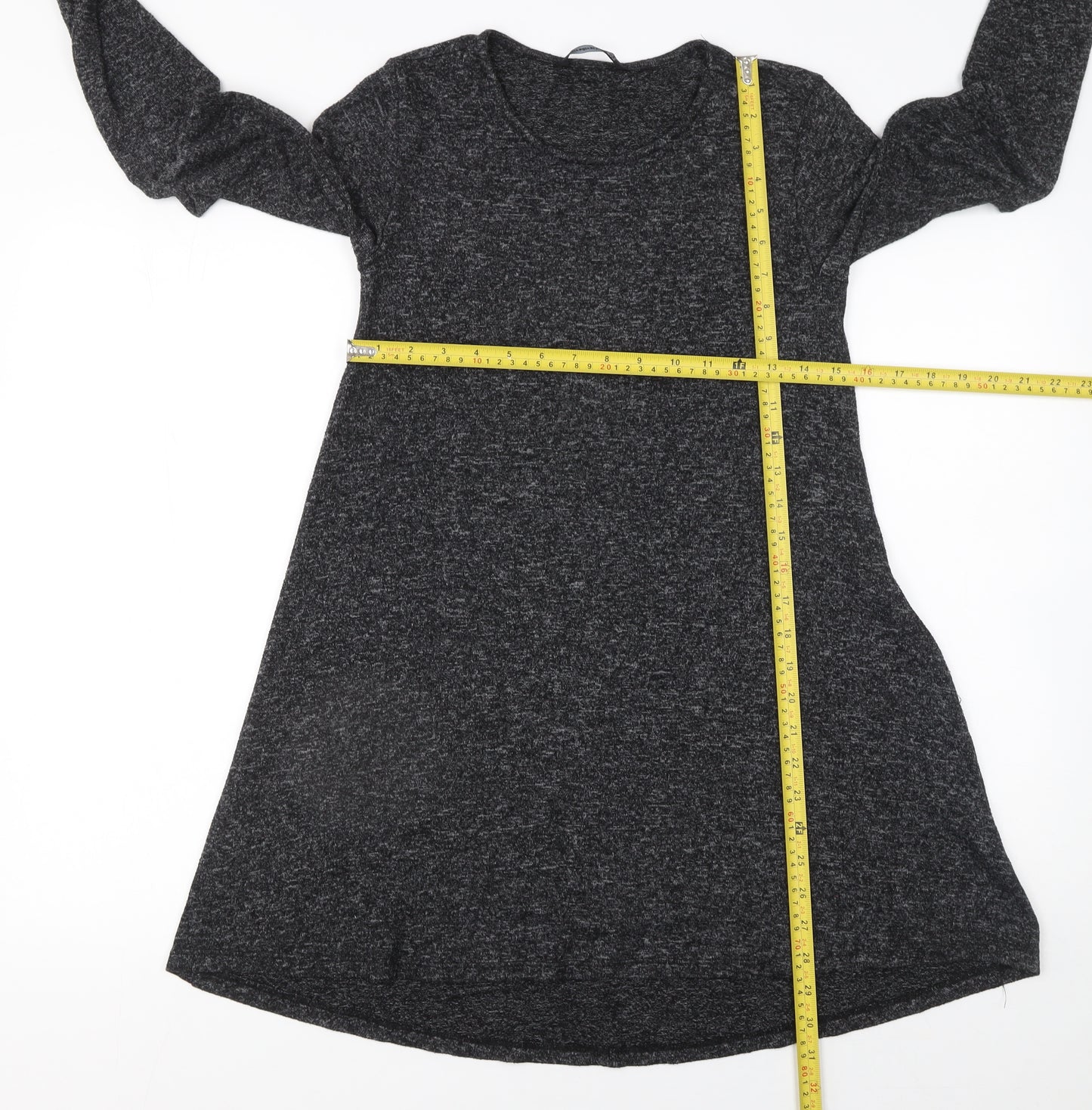Stradivarius Women Grey Long Sleeve Knit Shift Dress Size S