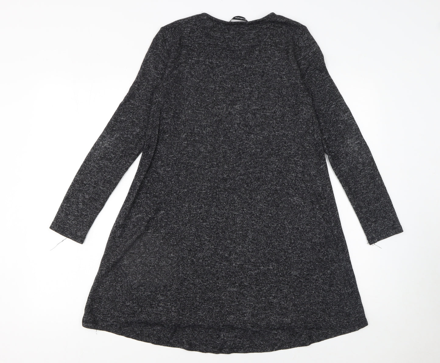 Stradivarius Women Grey Long Sleeve Knit Shift Dress Size S