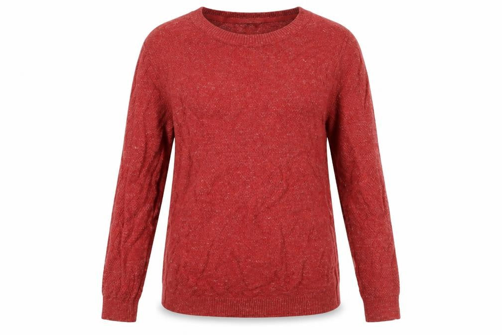 Front view of FatFace Women’s Red Cotton Crew Neck Jumper, size UK 8