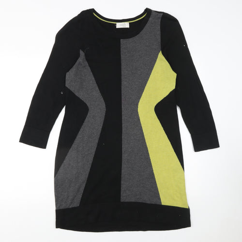 Wallis Petite Womens Black Grey Green Knit Bodycon Dress L