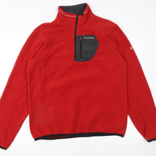 Craghoppers Men's Red Fleece 1/4 Zip Pullover Sweatshirt M