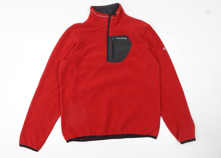 Craghoppers Men's Red Fleece 1/4 Zip Pullover Sweatshirt M
