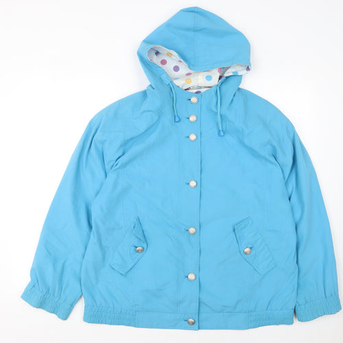 Telemac Women Blue Hooded Mid-Length Jacket Size 12