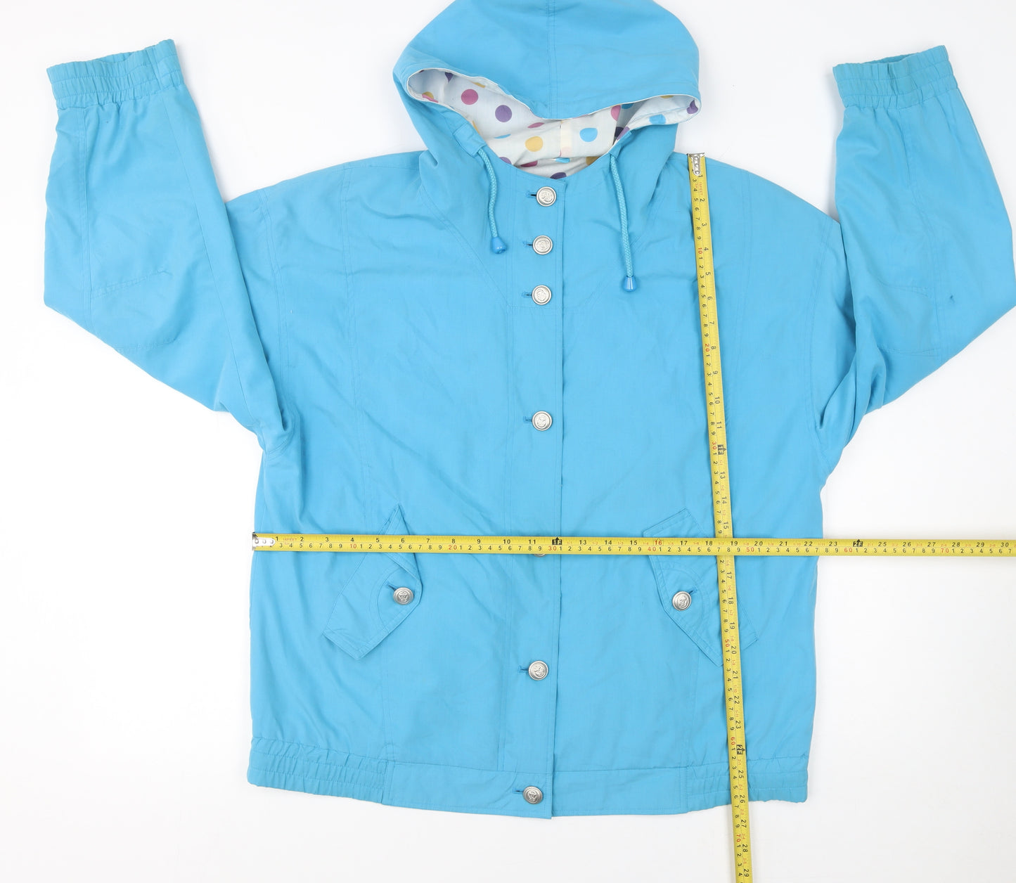 Telemac Women Blue Hooded Mid-Length Jacket Size 12