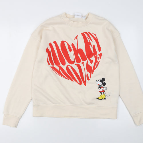 Disney Women's Beige Mickey Mouse Pullover Sweatshirt XS