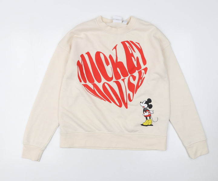 Disney Women's Beige Mickey Mouse Pullover Sweatshirt XS