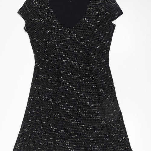 Great Plains Women Black Glitter Knit Shift Dress XL