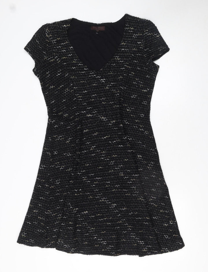 Great Plains Women Black Glitter Knit Shift Dress XL