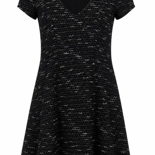 Great Plains Women Black Glitter Knit Shift Dress XL