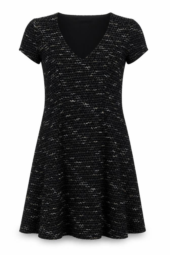 Great Plains Women Black Glitter Knit Shift Dress XL